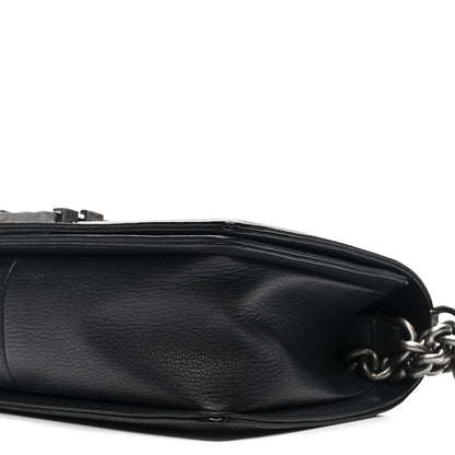 Chanel Goatskin Quilted Patent Medium Duo Boy Flap Dark Blue 10 of 13