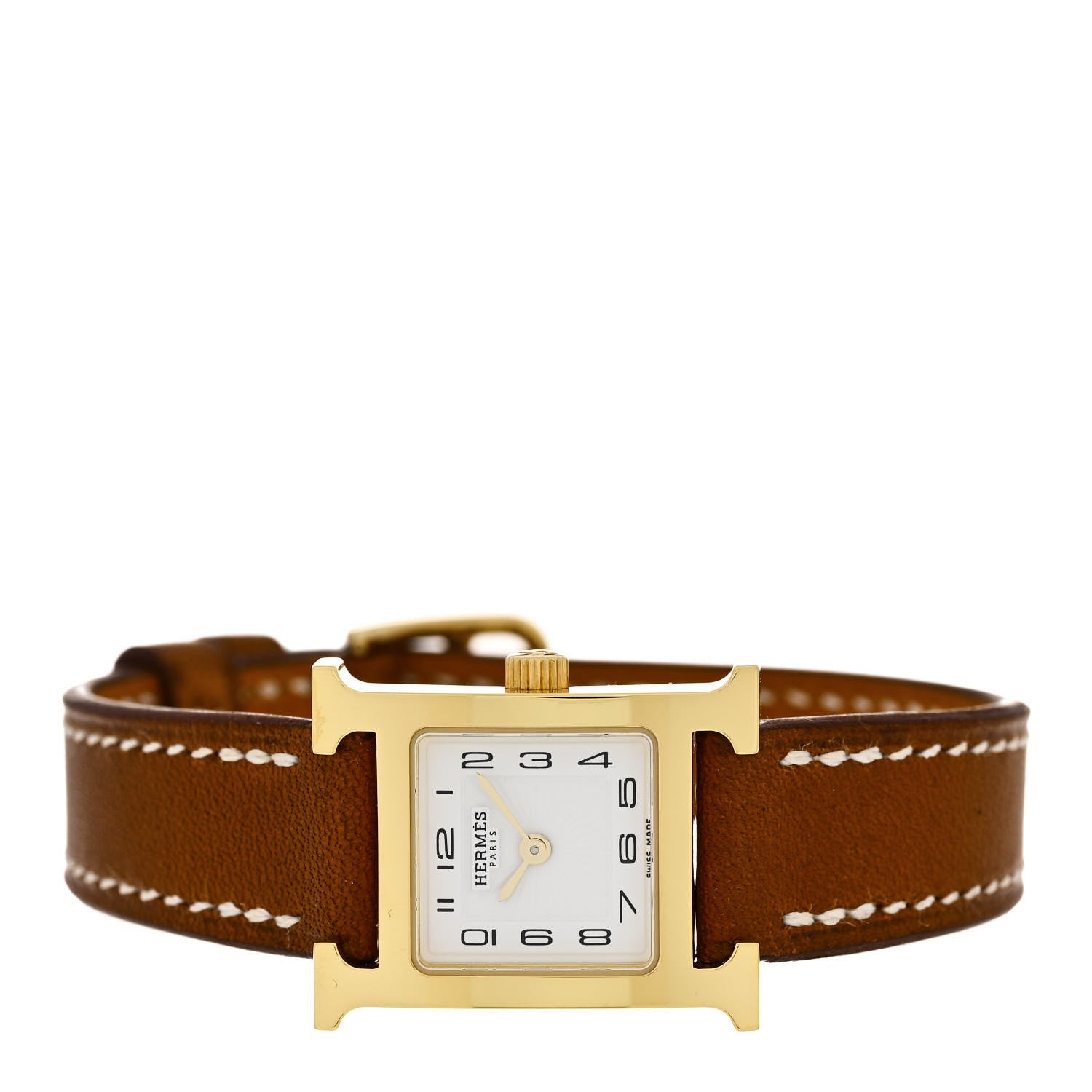 Hermes Stainless Steel Barenia 17.2mm Heure H Hour Quartz Watch Fauve 2 of 5