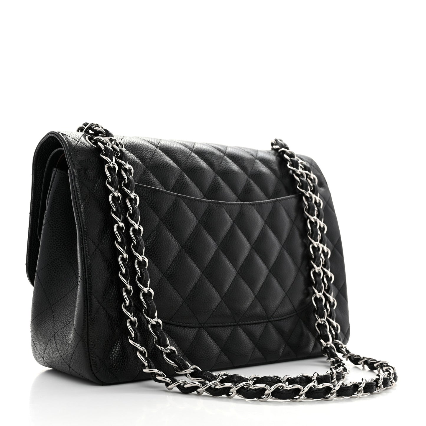 Caviar Quilted Jumbo Double Flap Black