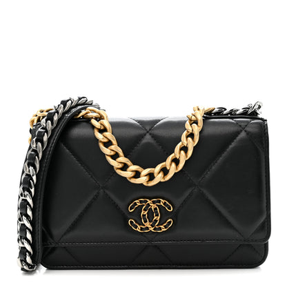 Chanel Lambskin Quilted Chanel 19 Wallet On Chain WOC Black 1 of 15