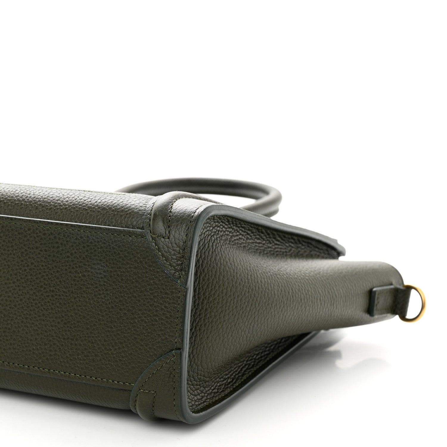 Celine Drummed Calfskin Nano Luggage Dark Olive 10 of 10