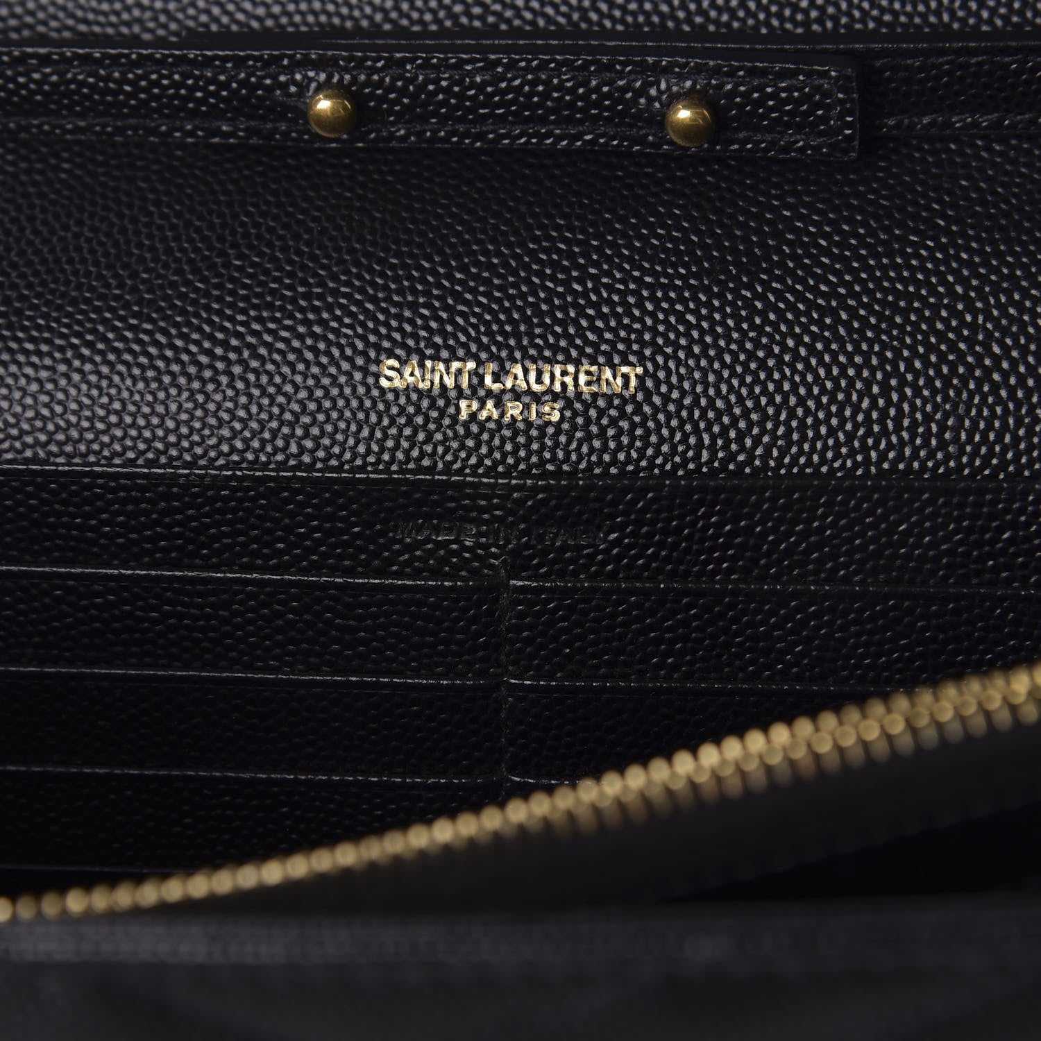 Saint Laurent Grain De Poudre Matelasse Chevron Monogram Chain Wallet Black 5 of 9