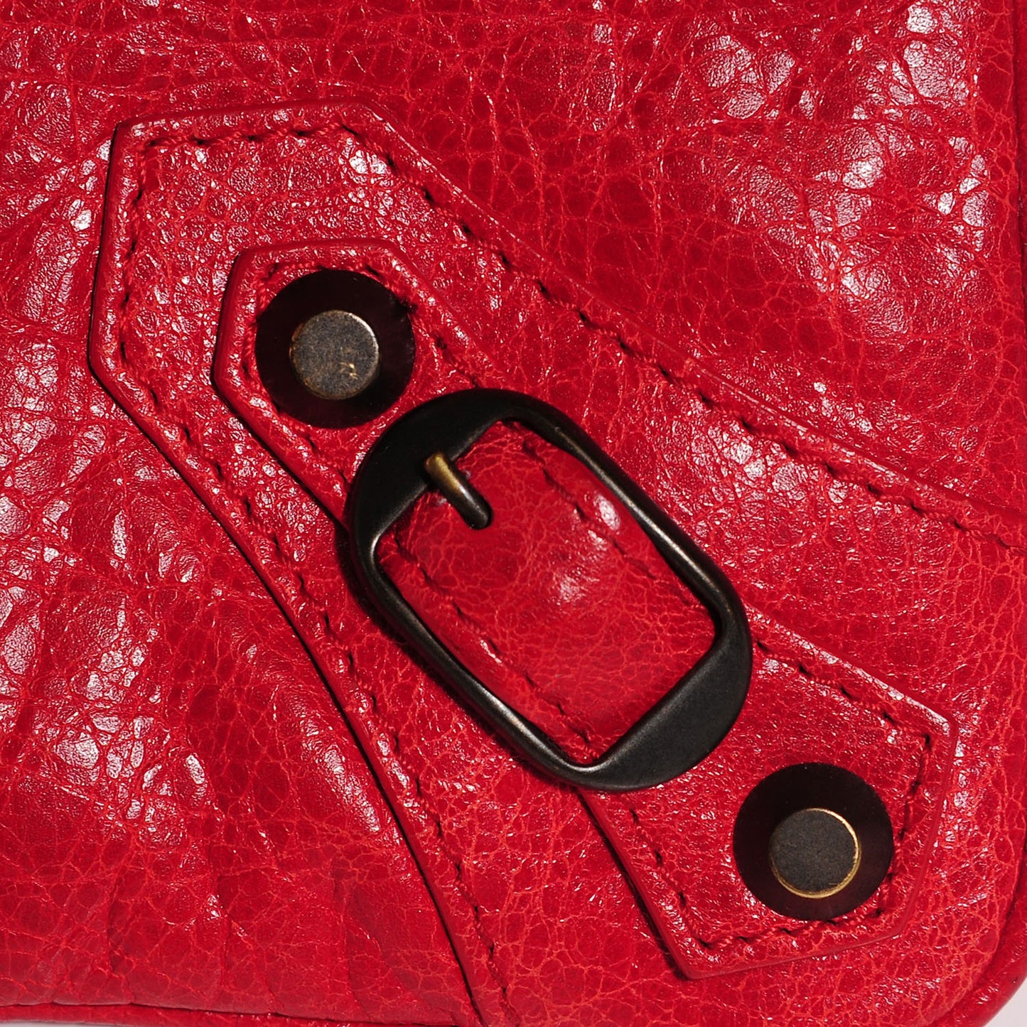 Agneau Classic Hardware Flat Handle Clutch Rouge Coquelicot