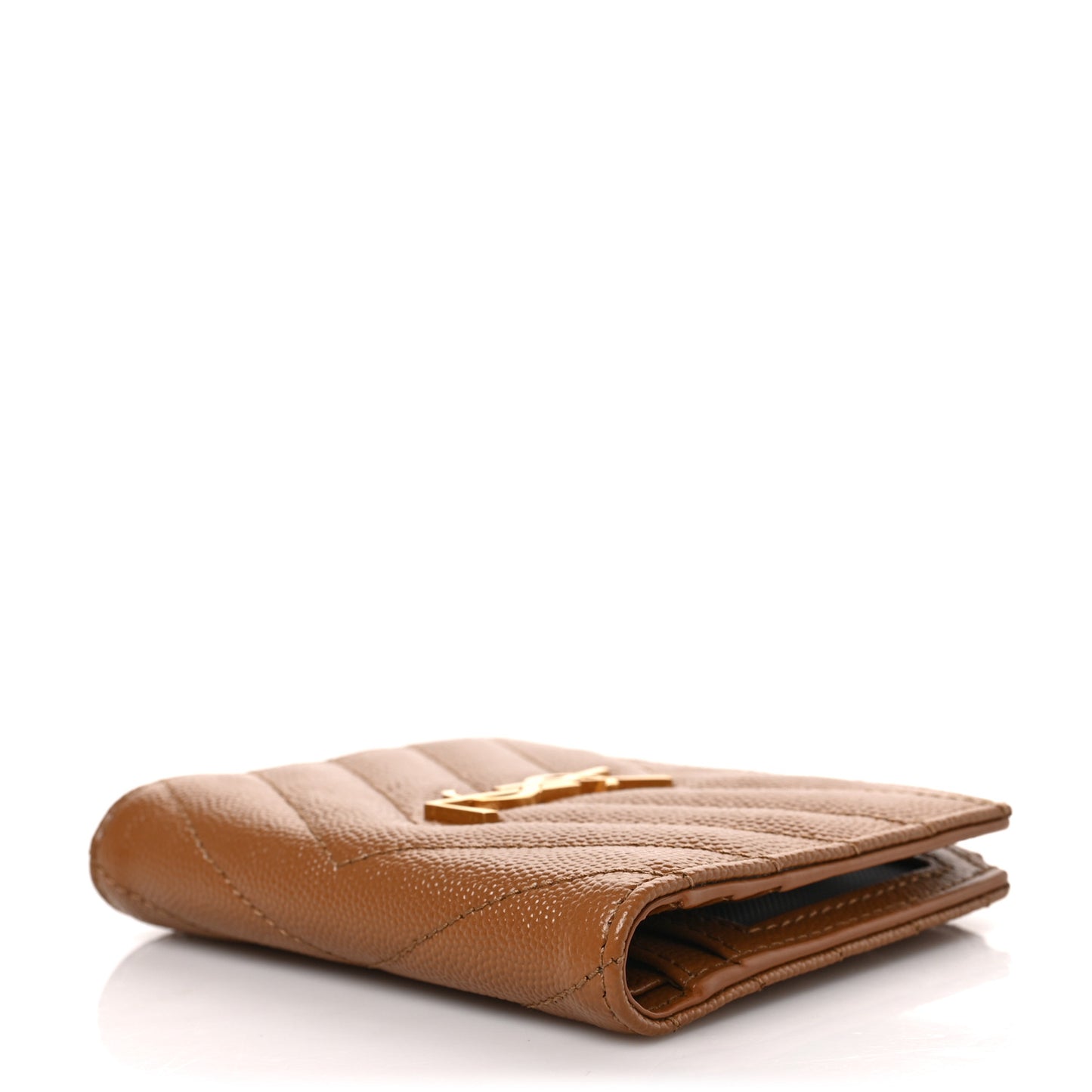 Grain De Poudre Matelasse Chevron Monogram Zipped Card Case Dark Natural