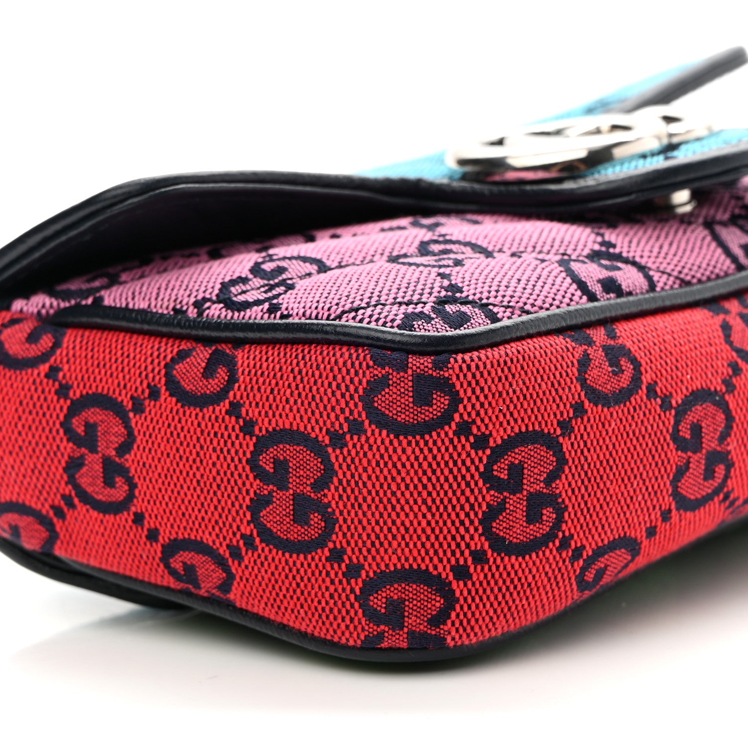 Gucci Monogram Multicolor Matelasse Diagonal Super Mini GG Marmont Shoulder Bag Light Blue Pink Blue Green Red 7 of 8