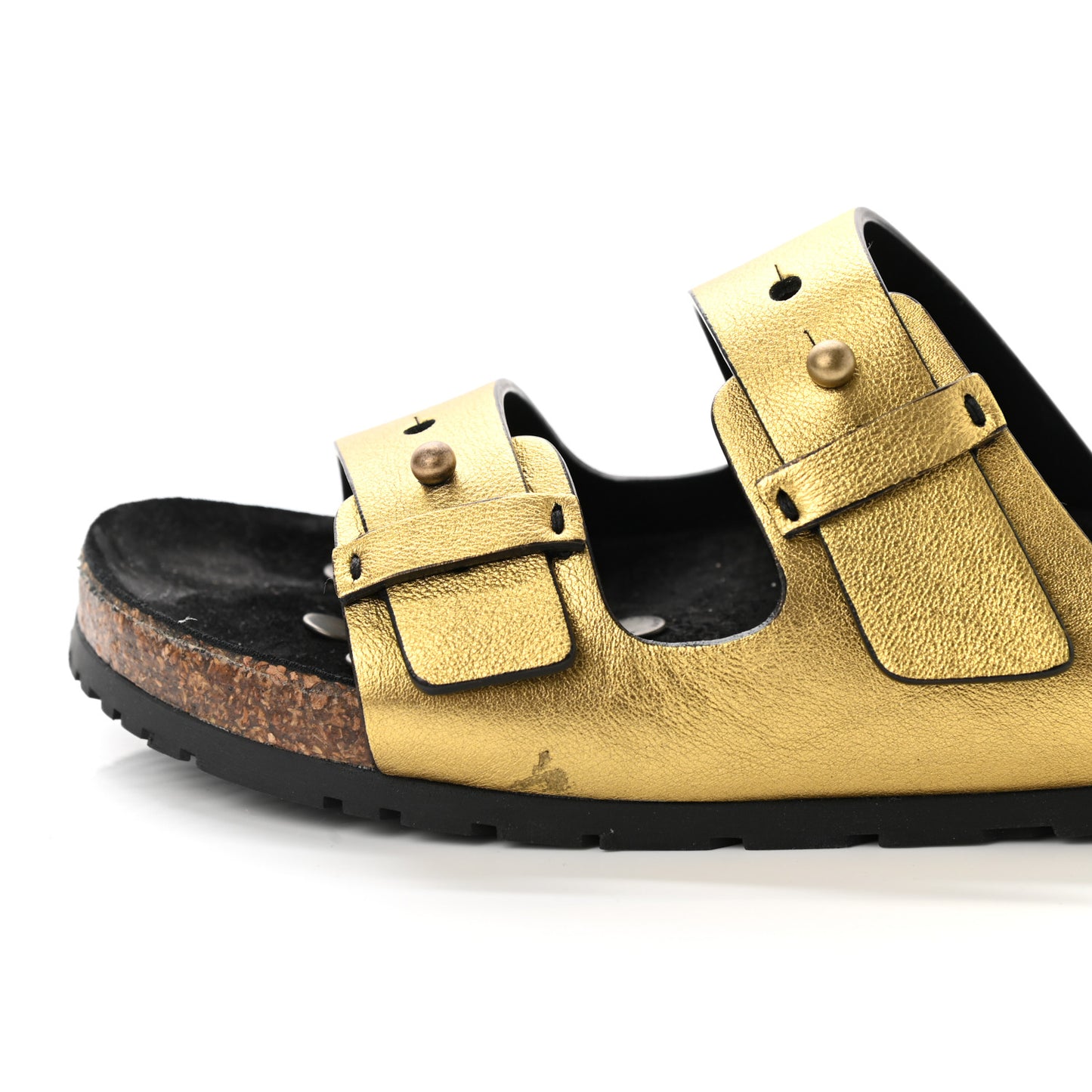 Calfskin Metallic Jimmy Cross Slides 37.5 Gold