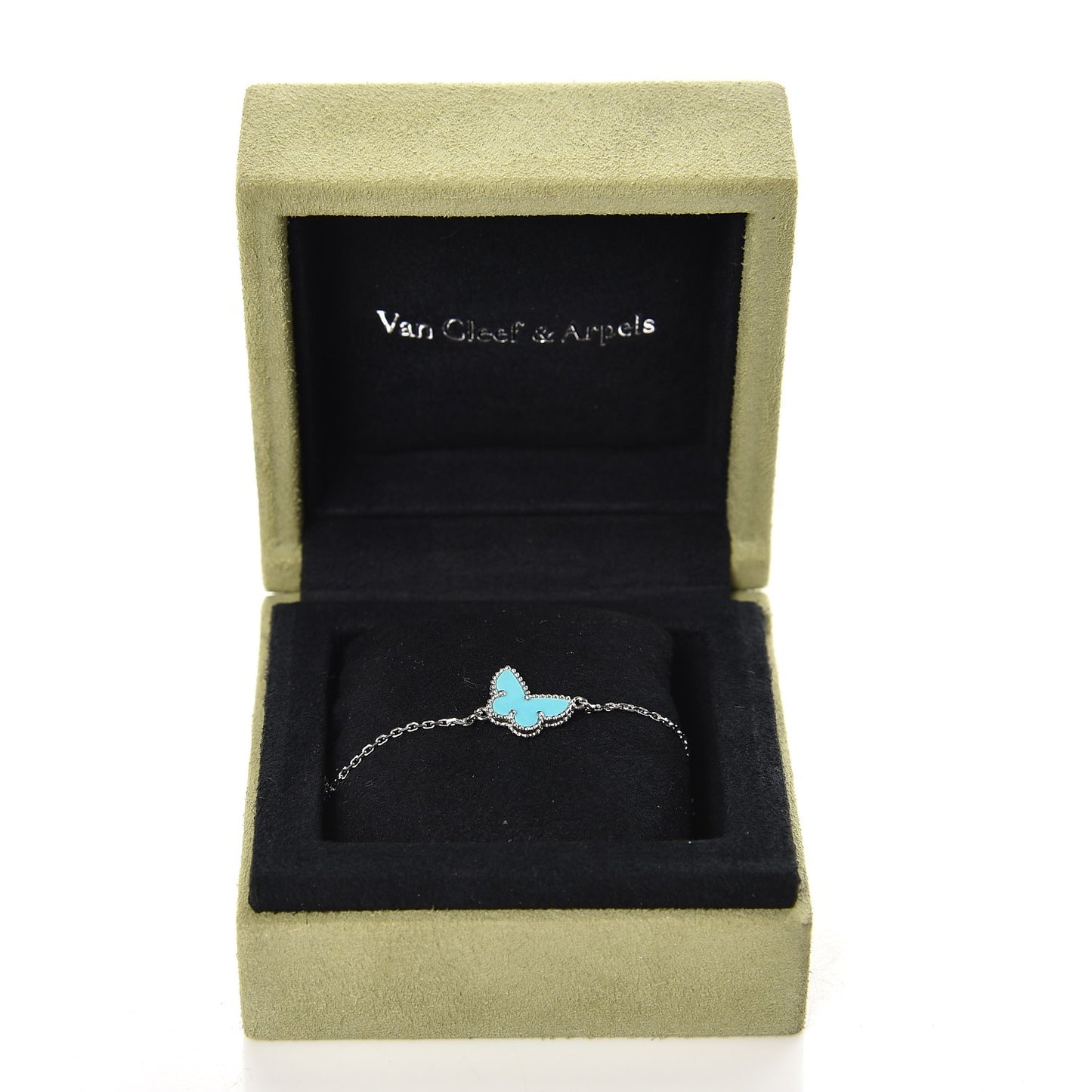 18K White Gold Turquoise Sweet Alhambra Butterfly Bracelet