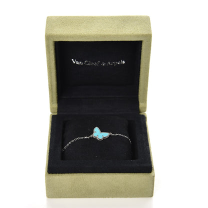 Van Cleef & Arpels 18K White Gold Turquoise Sweet Alhambra Butterfly Bracelet 5 of 5