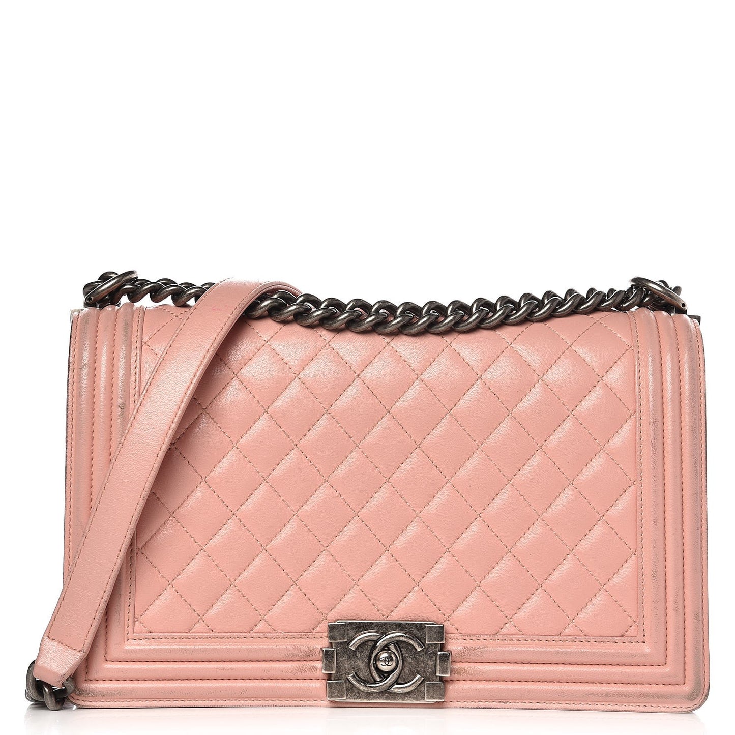 Lambskin Quilted New Medium Boy Flap Bag Pink