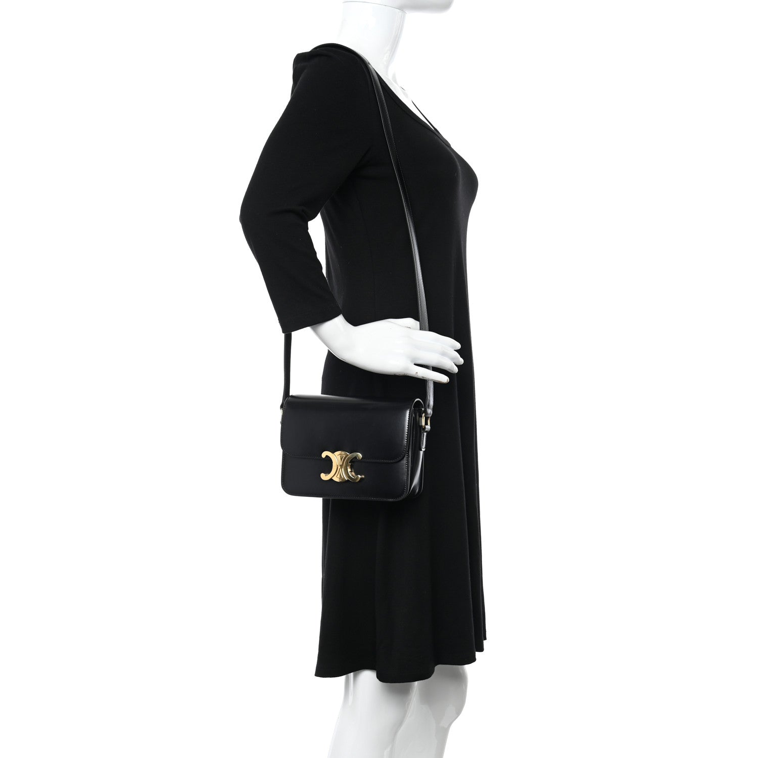 Celine Shiny Calfskin Teen Triomphe Black 2 of 12