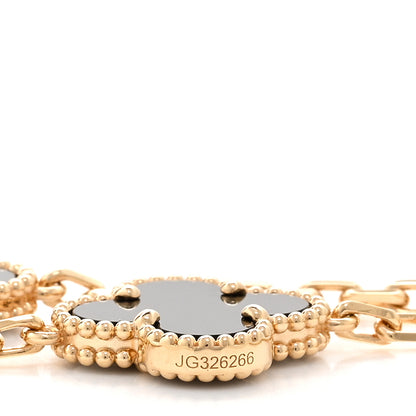 Van Cleef & Arpels 18K Yellow Gold Black Onyx 10 Motifs Vintage Alhambra Necklace 5 of 5