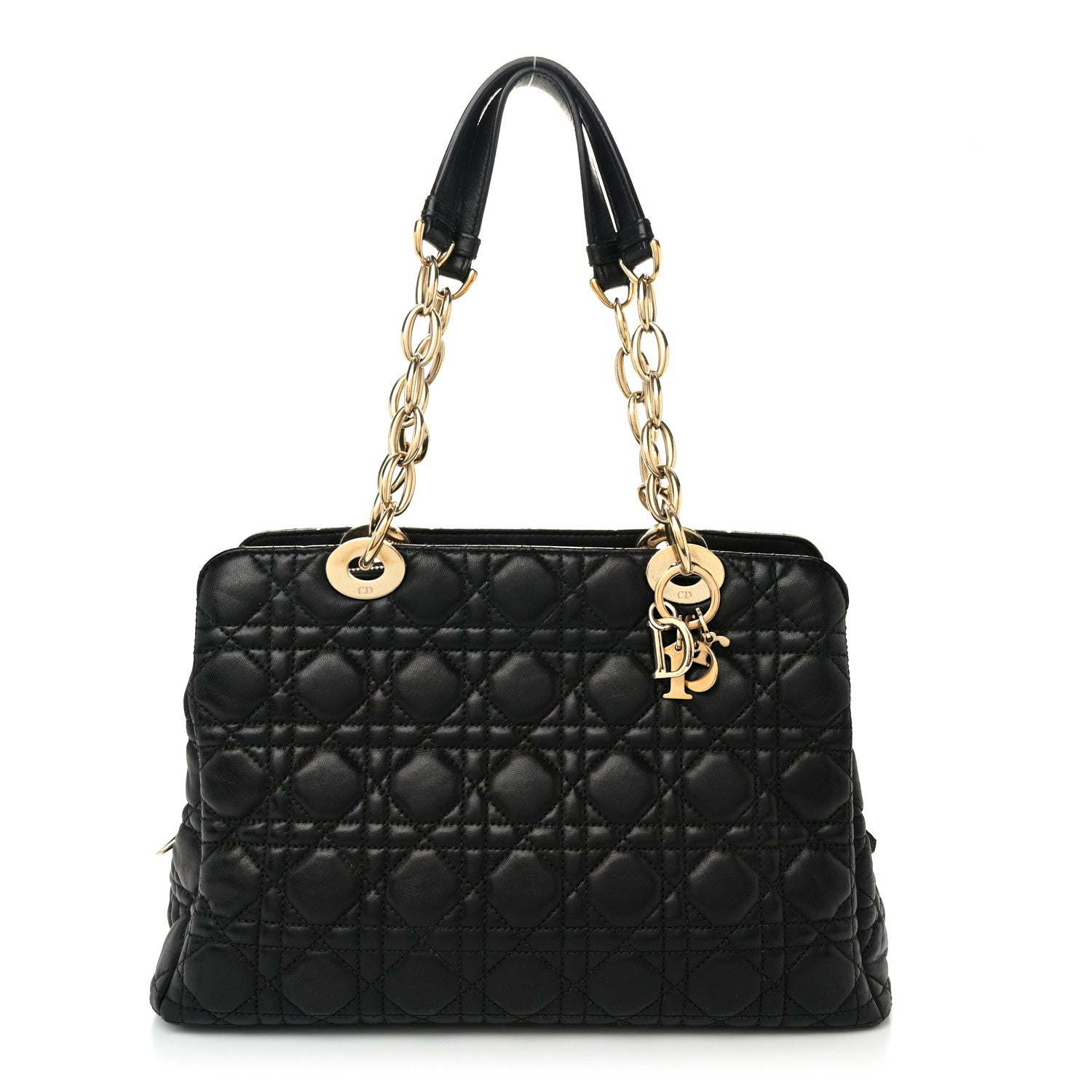 Christian Dior Lambskin Cannage Small Dior Soft Zipped Shopping Tote Black 1 of 10