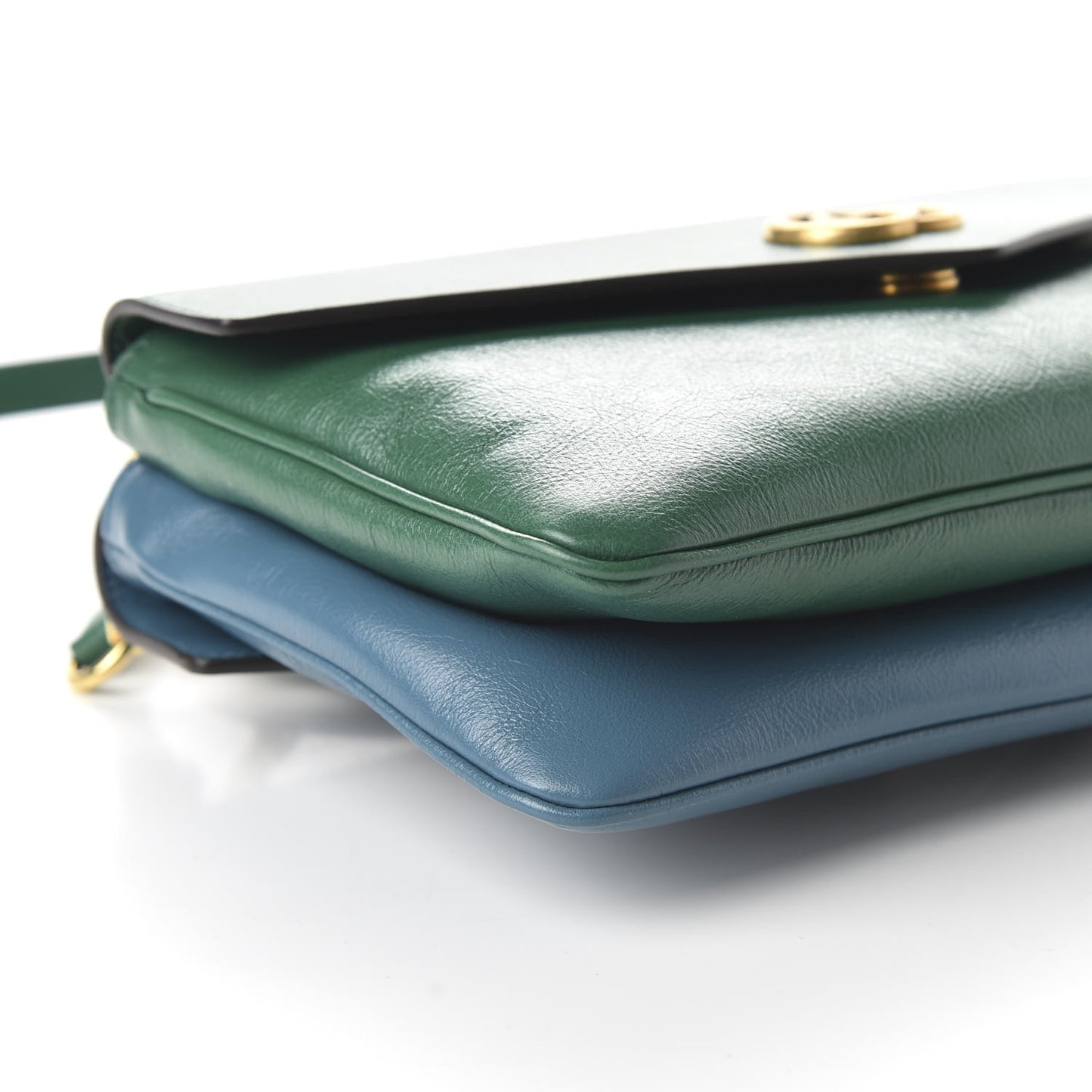 Calfskin Medium Thiara Double Envelope Shoulder Bag Blue Green