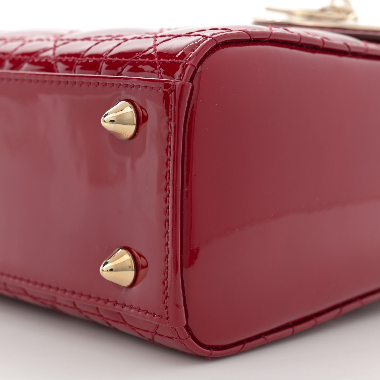 Patent Cannage Small Lady Dior Cherry Red
