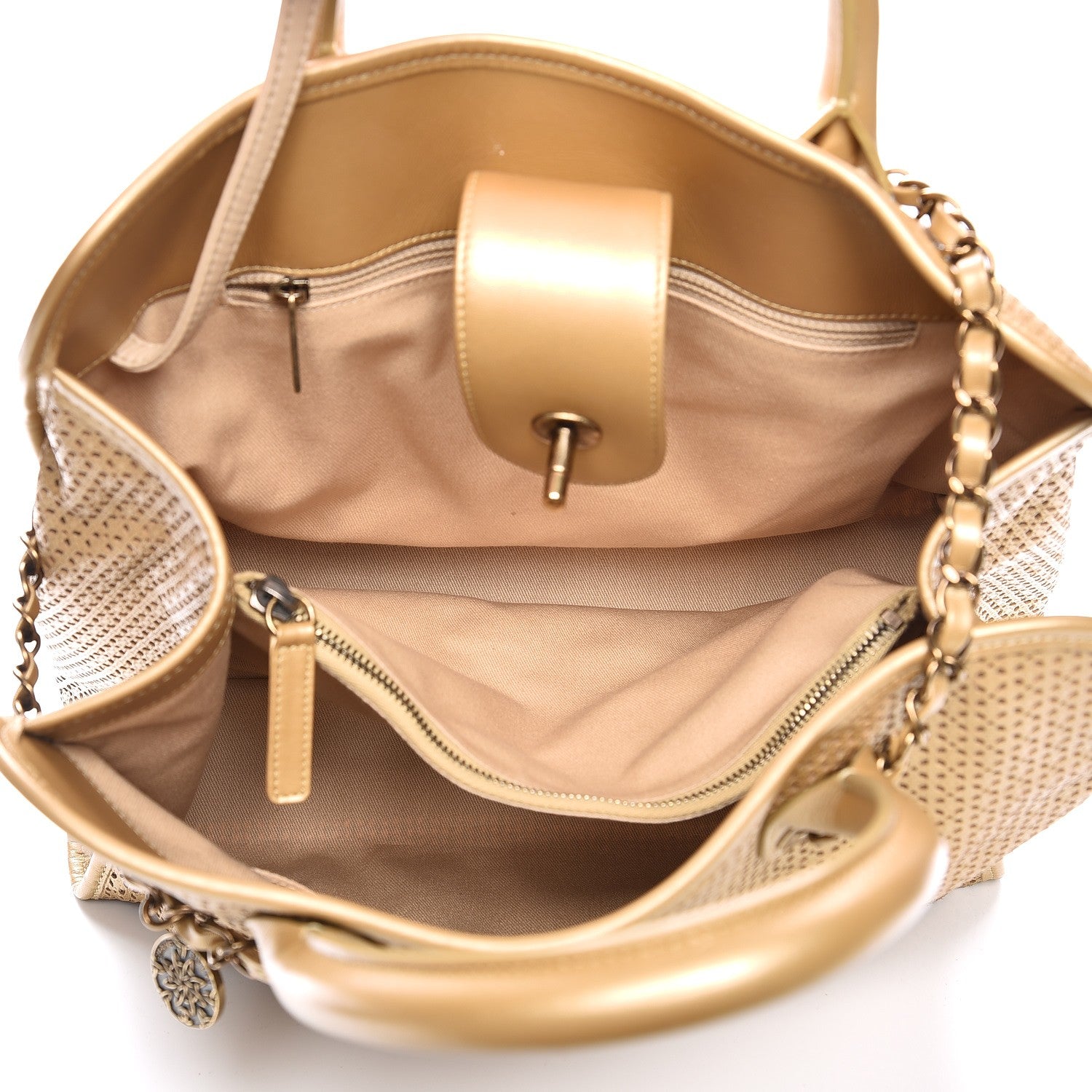 Chanel Metallic Calfskin Perforated Up In The Air Tote Gold 5 of 8