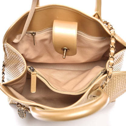 Chanel Metallic Calfskin Perforated Up In The Air Tote Gold 5 of 8
