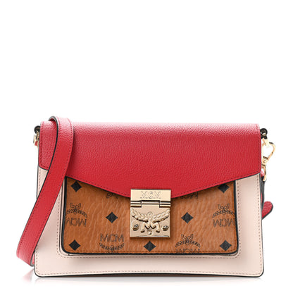 MCM Calfskin Visetos Small Patricia Crossbody Bag Cognac Red 1 of 9