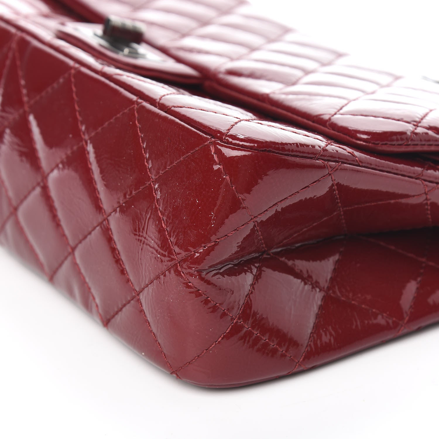 Chanel Distressed Patent Quilted 2.55 Reissue 227 Flap Red 9 of 12