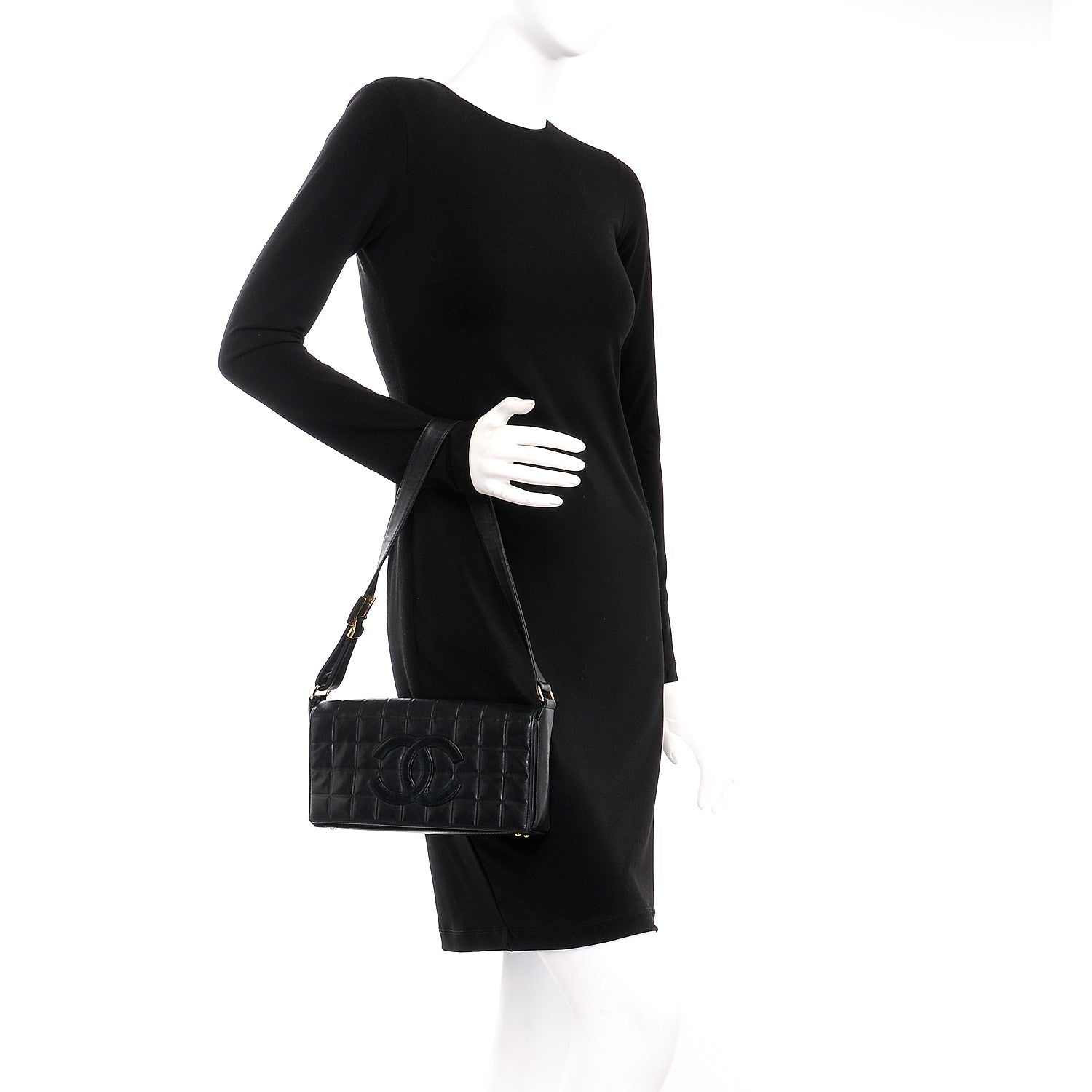 Chanel Lambskin Quilted CC Chocolate Bar Flap Black 2 of 7