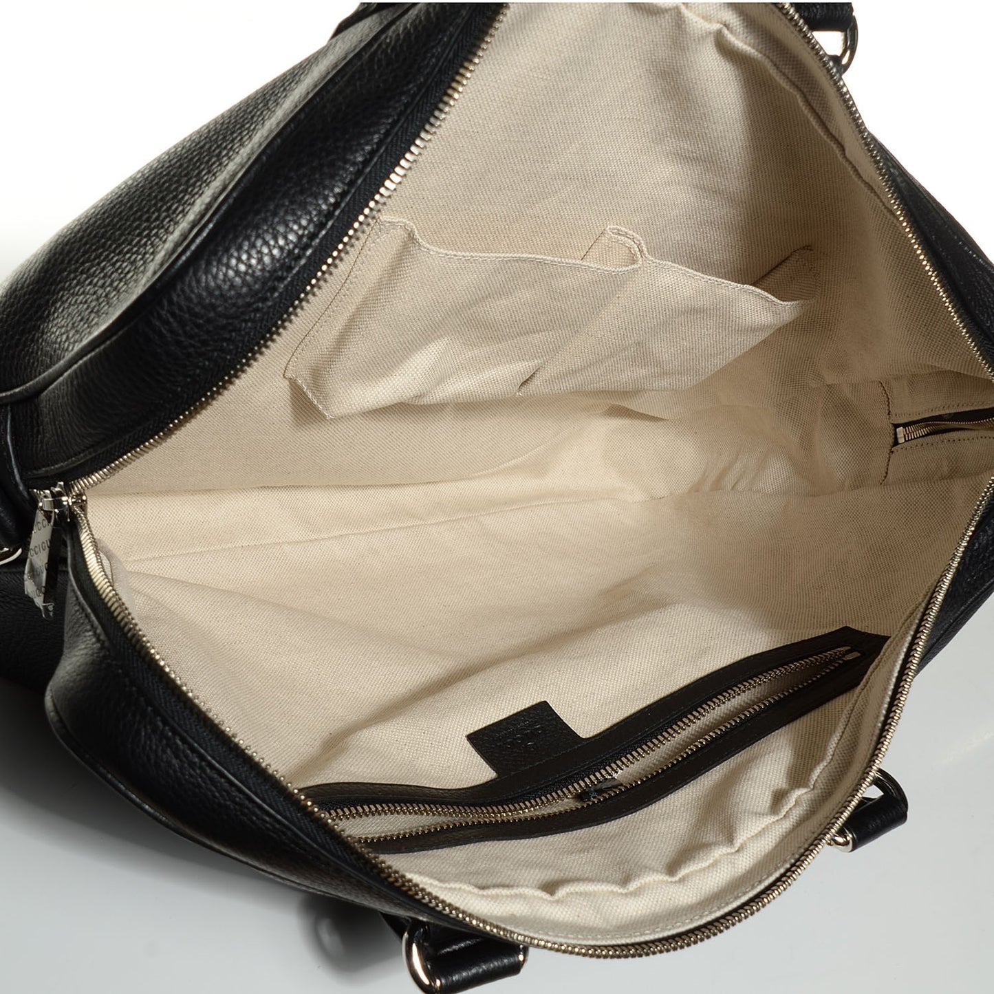 Pebbled Calfskin Large Soho Briefcase Black
