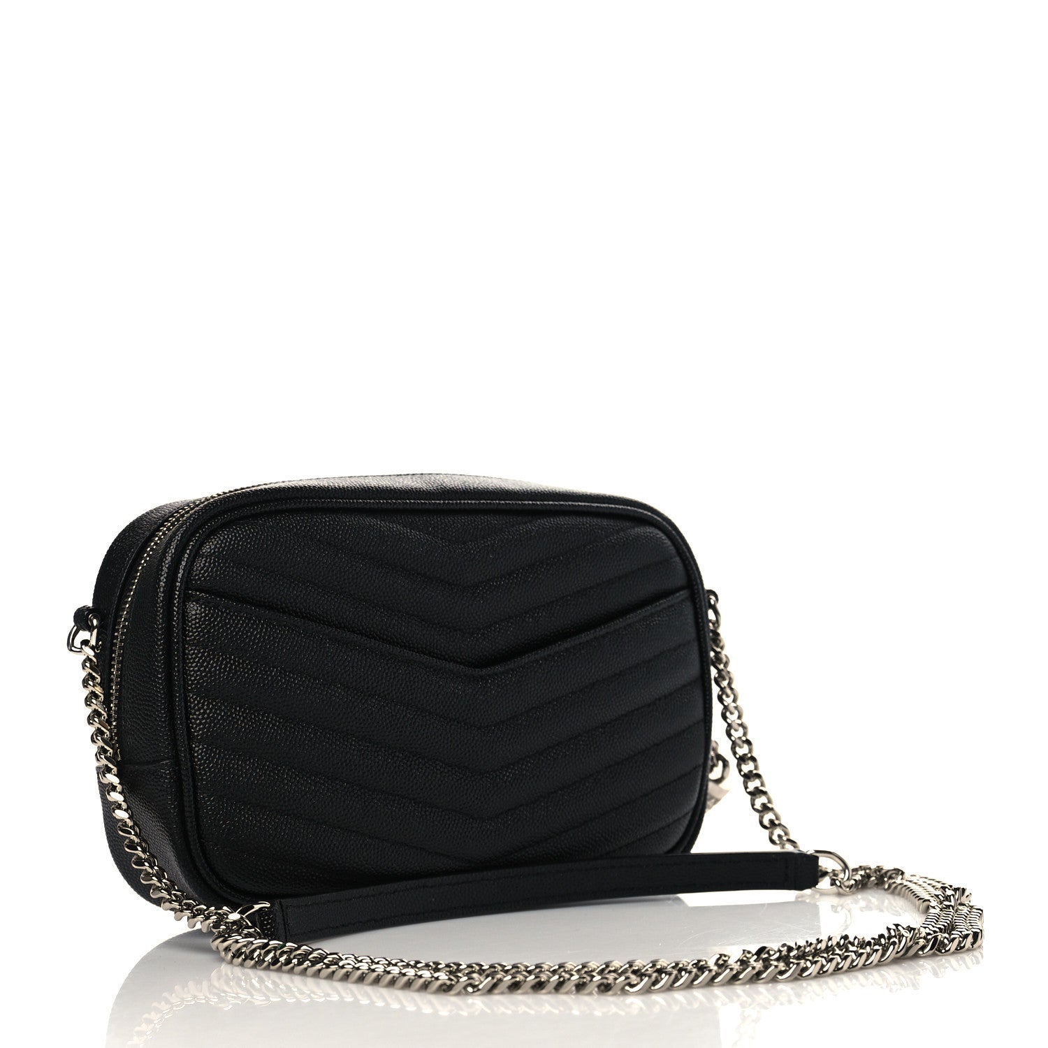 Saint Laurent Grain De Poudre Matelasse Monogram Mini Lou Camera Bag Black 3 of 6
