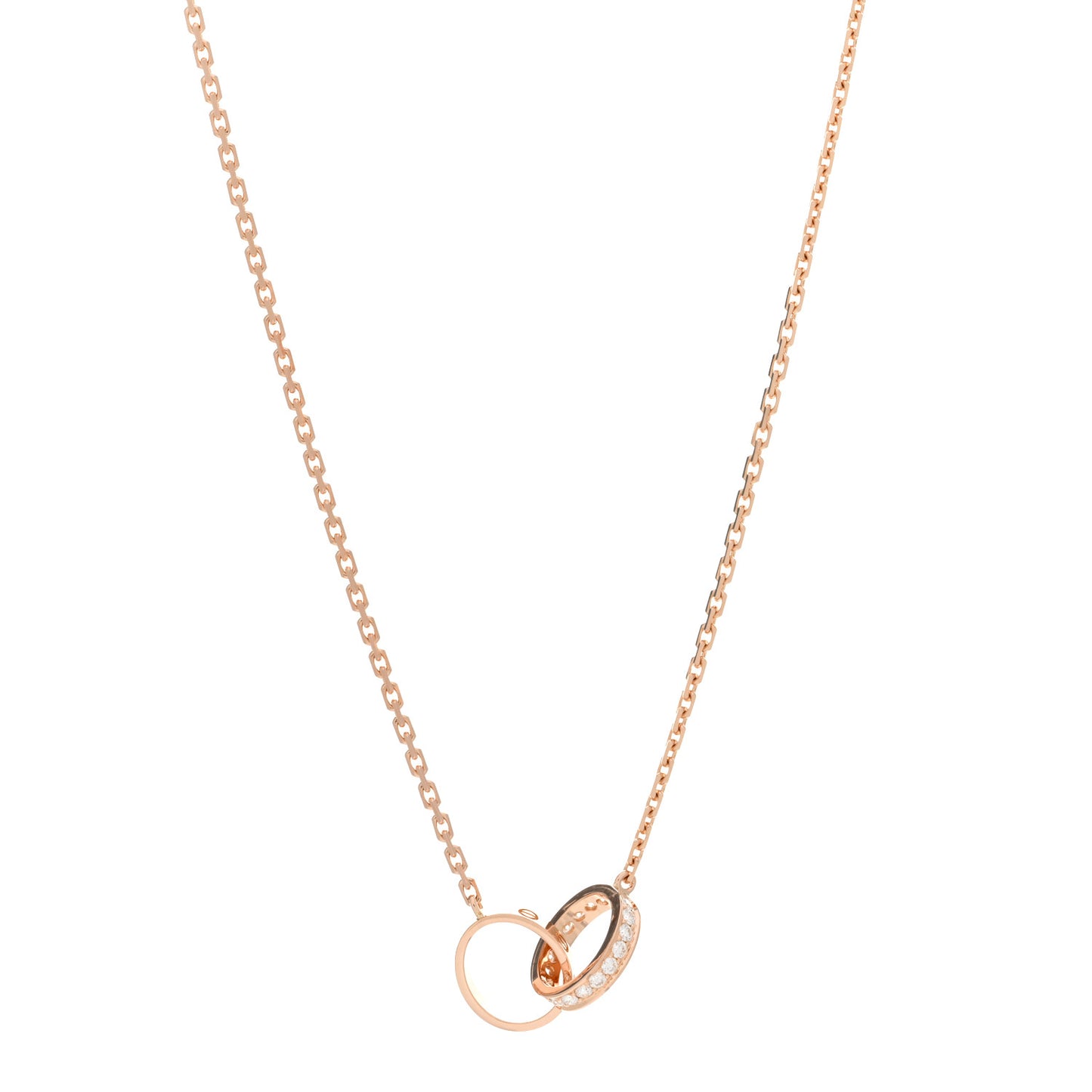 18K Pink Gold Diamond Interlocking LOVE Necklace