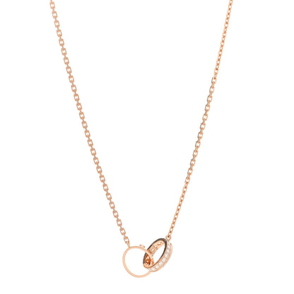 Cartier 18K Pink Gold Diamond Interlocking LOVE Necklace 1 of 4
