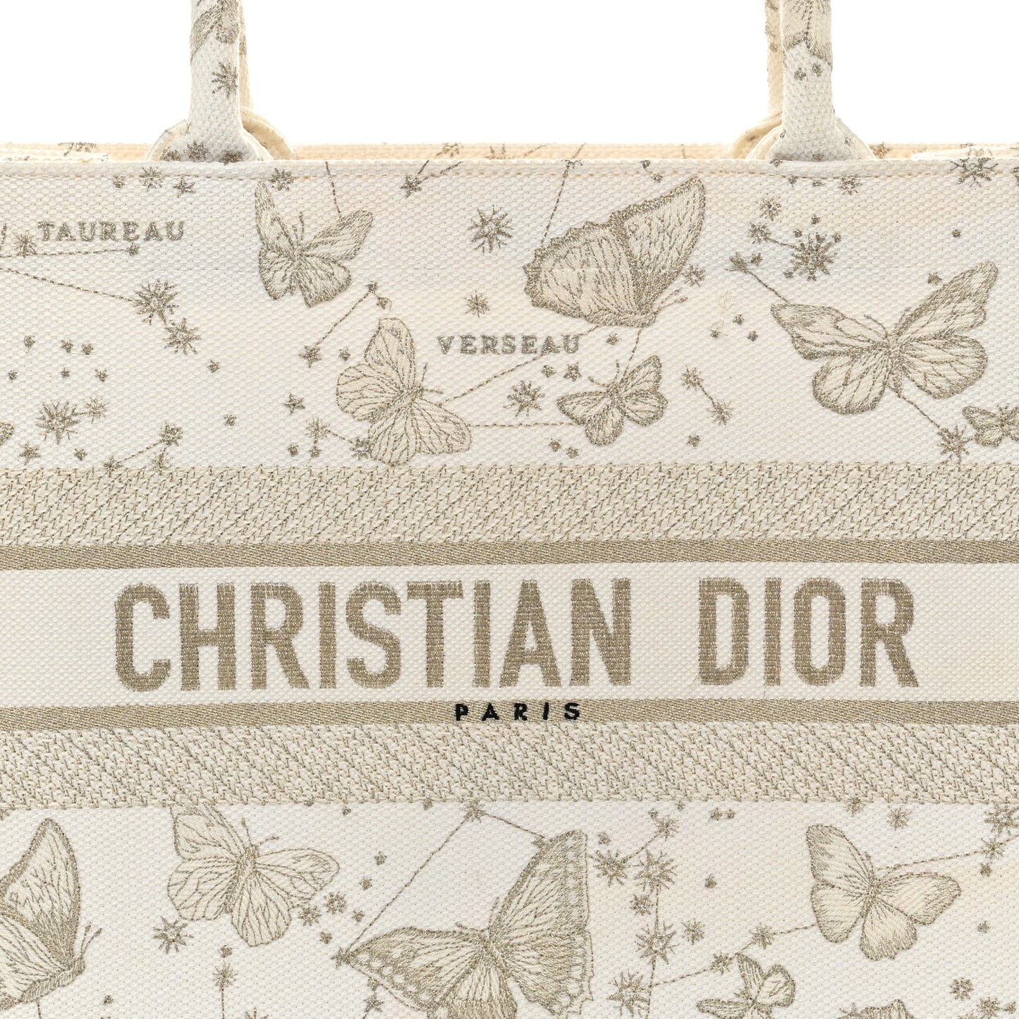 Canvas Embroidered Medium Butterfly Zodiac Book Tote Gold
