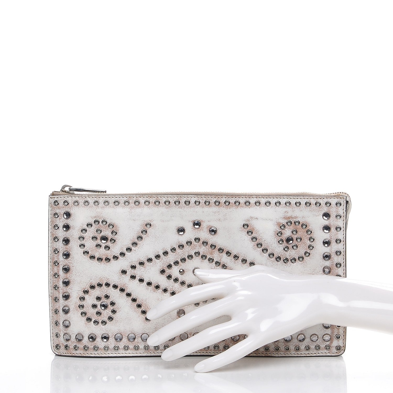 Prada Vitello Vintage Studded Clutch 5 of 12