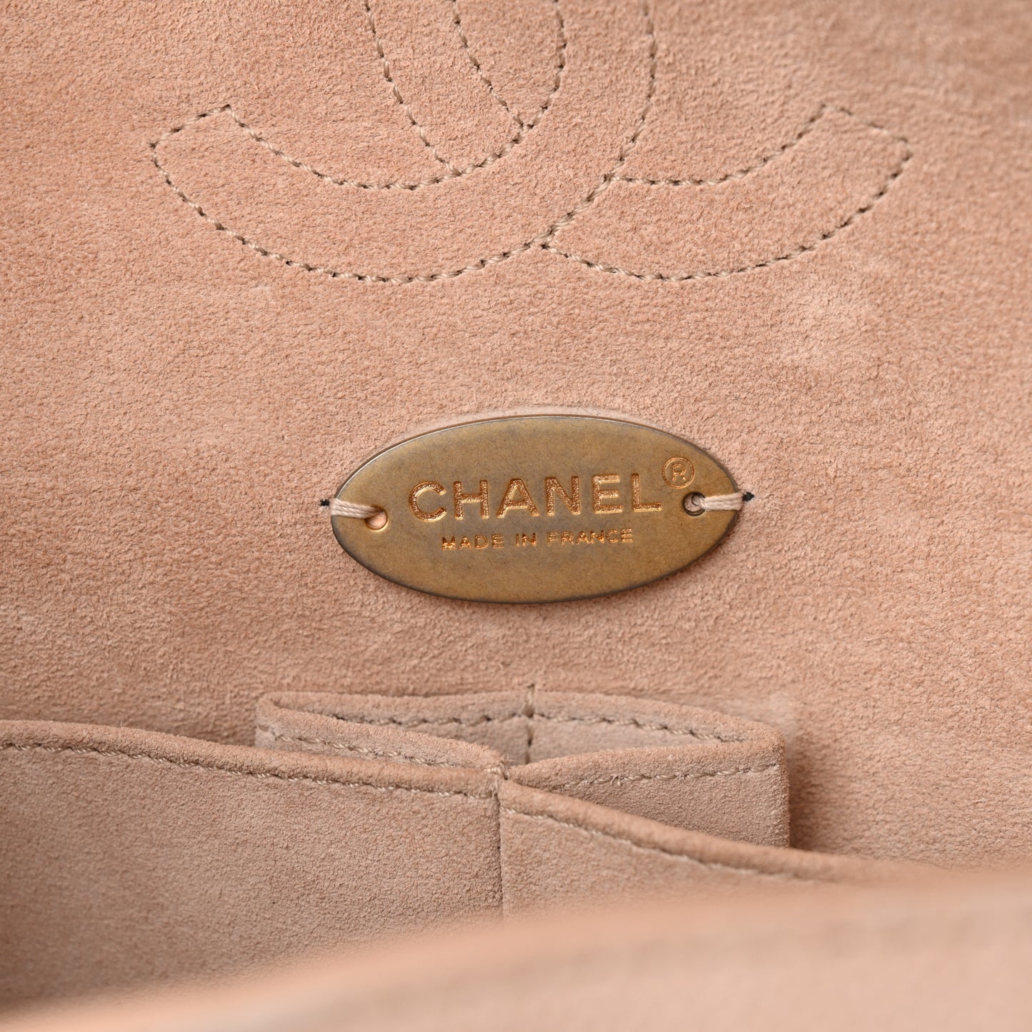 Grained Calfskin Medium Classic Pure Double Flap Nude