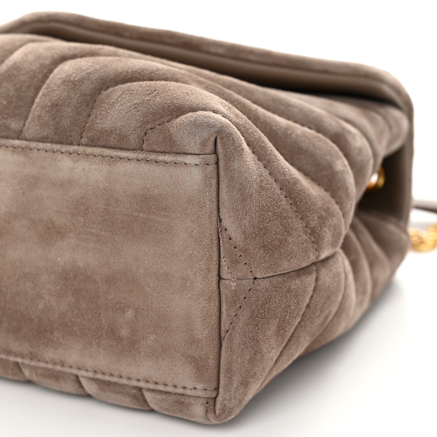 Suede Calfskin Y Quilted Monogram Small Loulou Chain Satchel Taupe