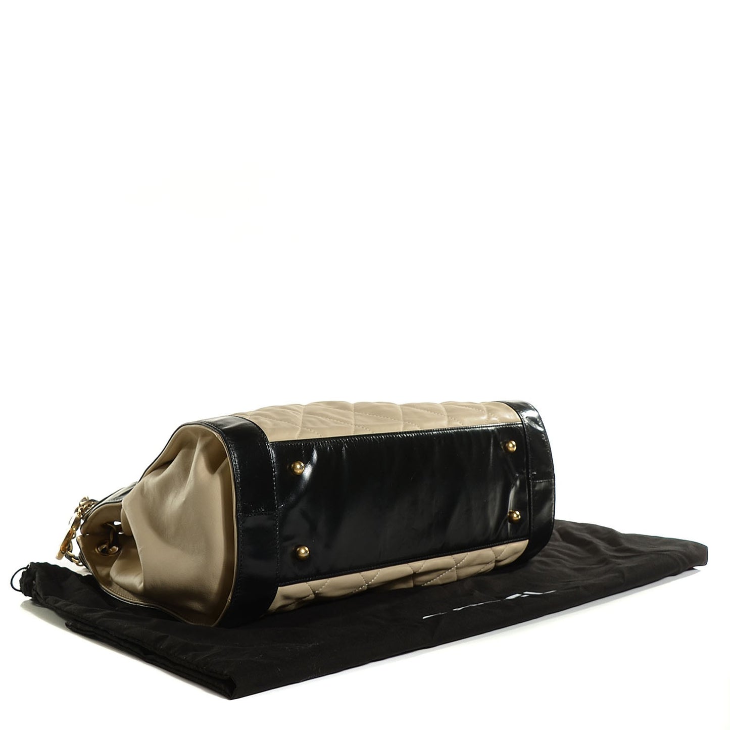Calfskin Quilted Small In The Mix Shopping Tote Beige Black