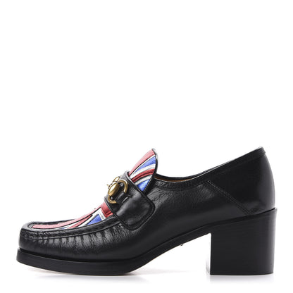 Gucci Lambskin Union Jack Horsebit Loafer Pumps 35.5 Black 1 of 10