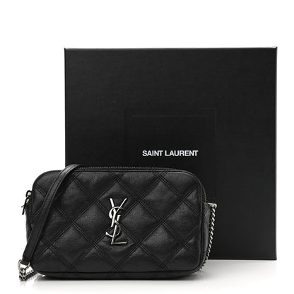 Saint Laurent Grained Lambskin Quilted Mini Becky Double Zip Bag Black 12 of 12
