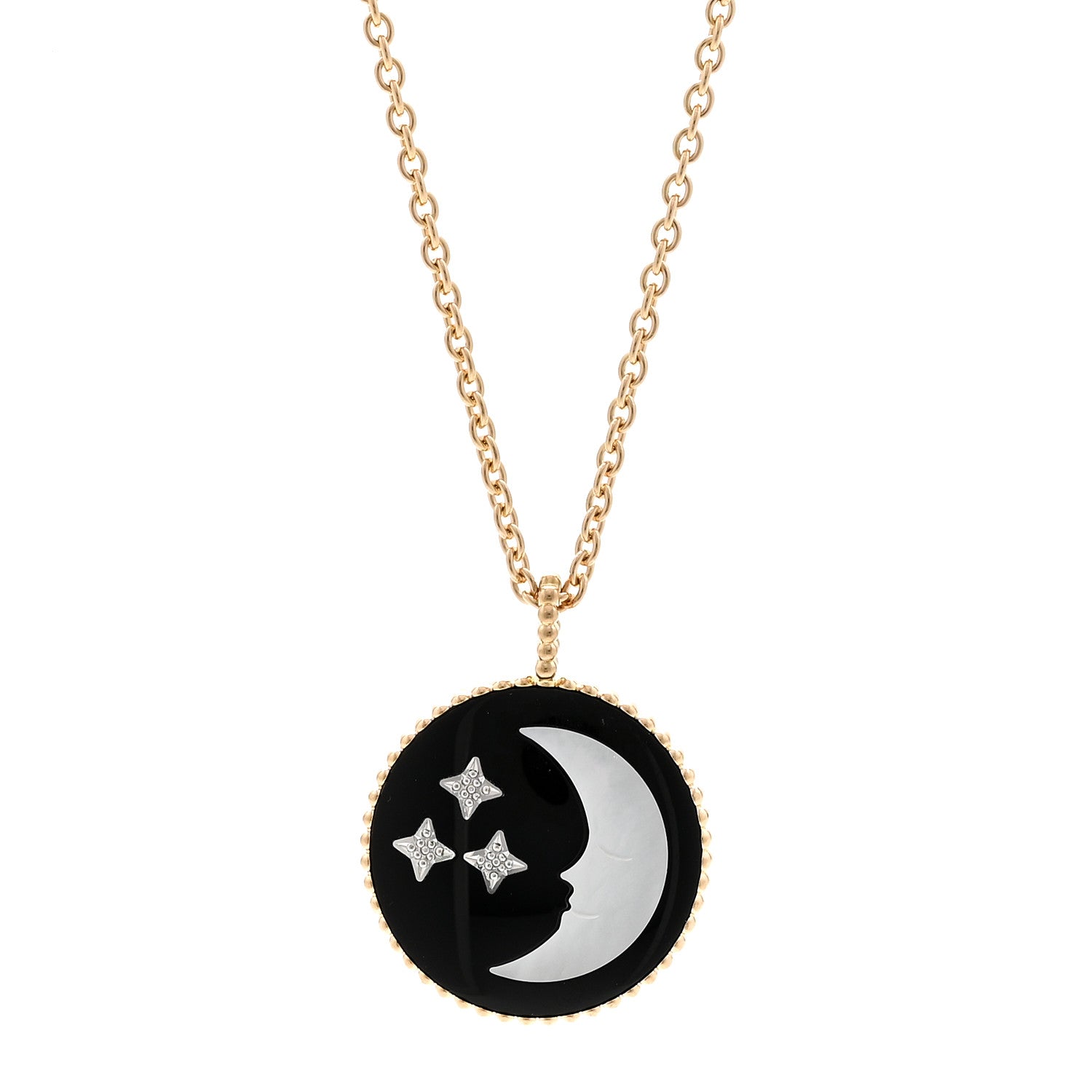 Christian Dior 18K Yellow White Gold Diamond Black Onyx Mother of Pearl Rose Celeste Medallion Pendant Necklace 4 of 7