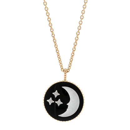 Christian Dior 18K Yellow White Gold Diamond Black Onyx Mother of Pearl Rose Celeste Medallion Pendant Necklace 4 of 7