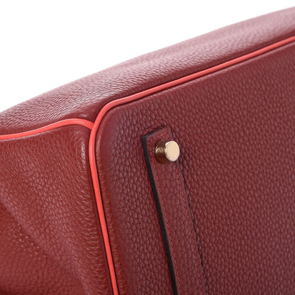 Hermes Togo Horseshoe Bi-Color Birkin 35 Rouge H Bougainvillea 33 of 33