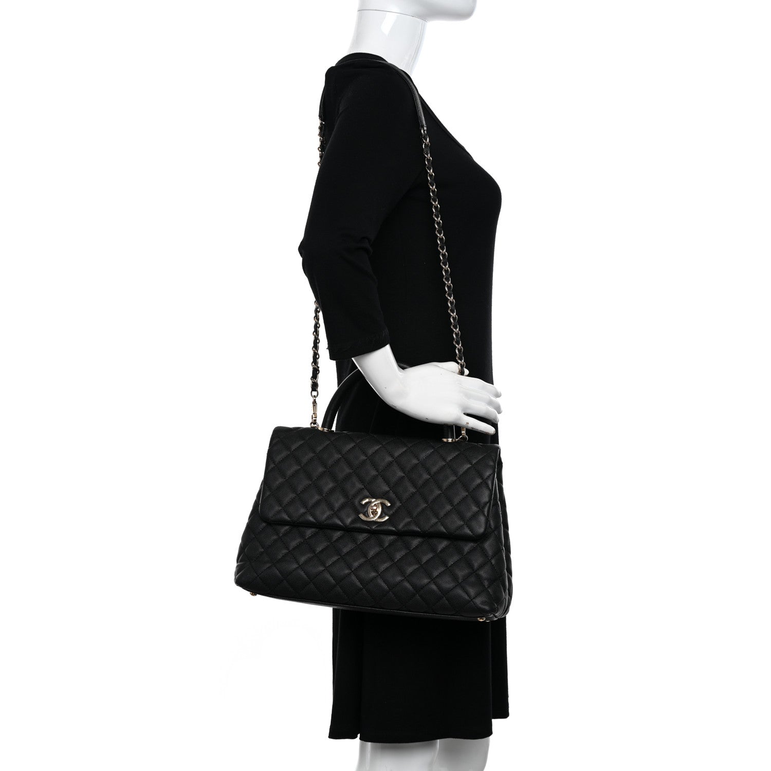 Chanel Caviar Quilted Medium Coco Handle Flap Black 2 of 13