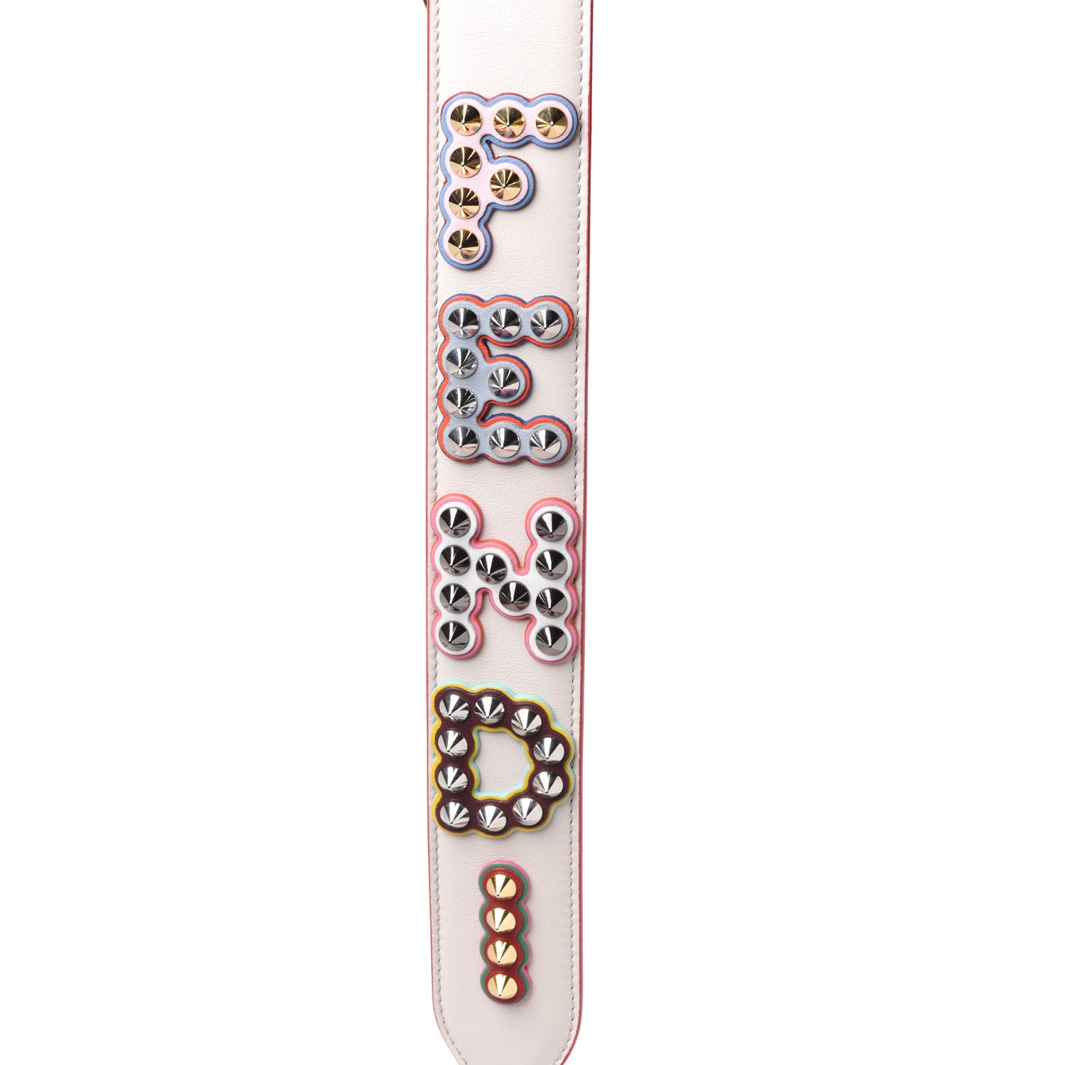 Fendi Vitello Dolce Fun Fair Metal Studded Strap You Camelia Multicolor 3 of 6
