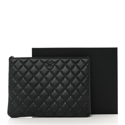 Chanel Pearly Lambskin Quilted Medium Cosmetic Case So Black 8 of 8