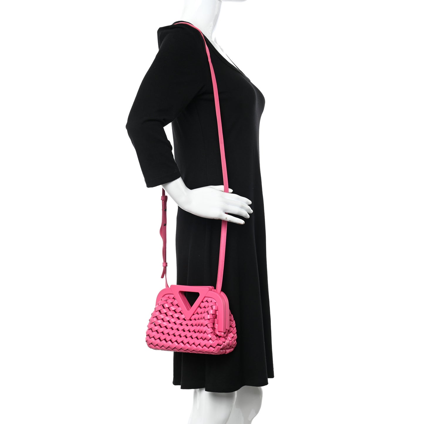 Lambskin Calfskin Slanted Intreccio Small The Point Triangle Bag Bonbon