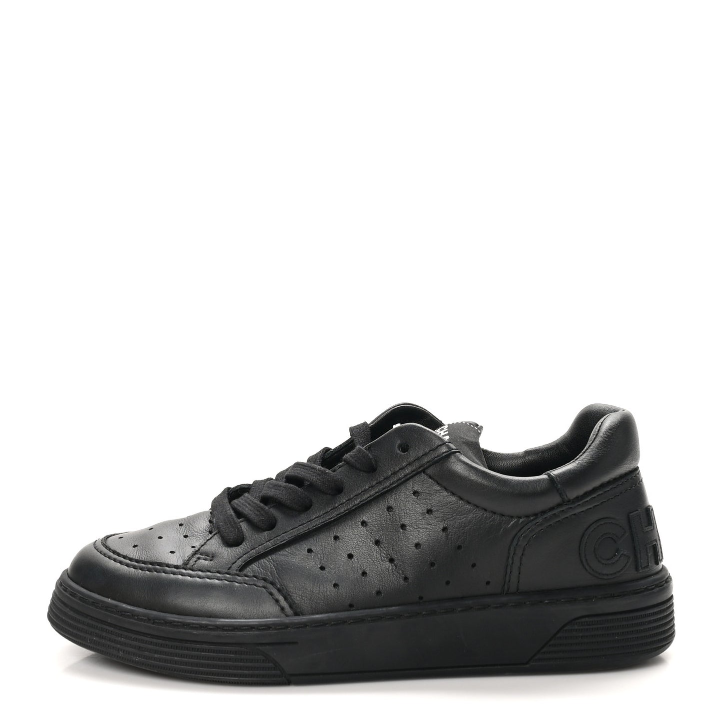 Calfskin CC Womens Sneakers 37.5 Black