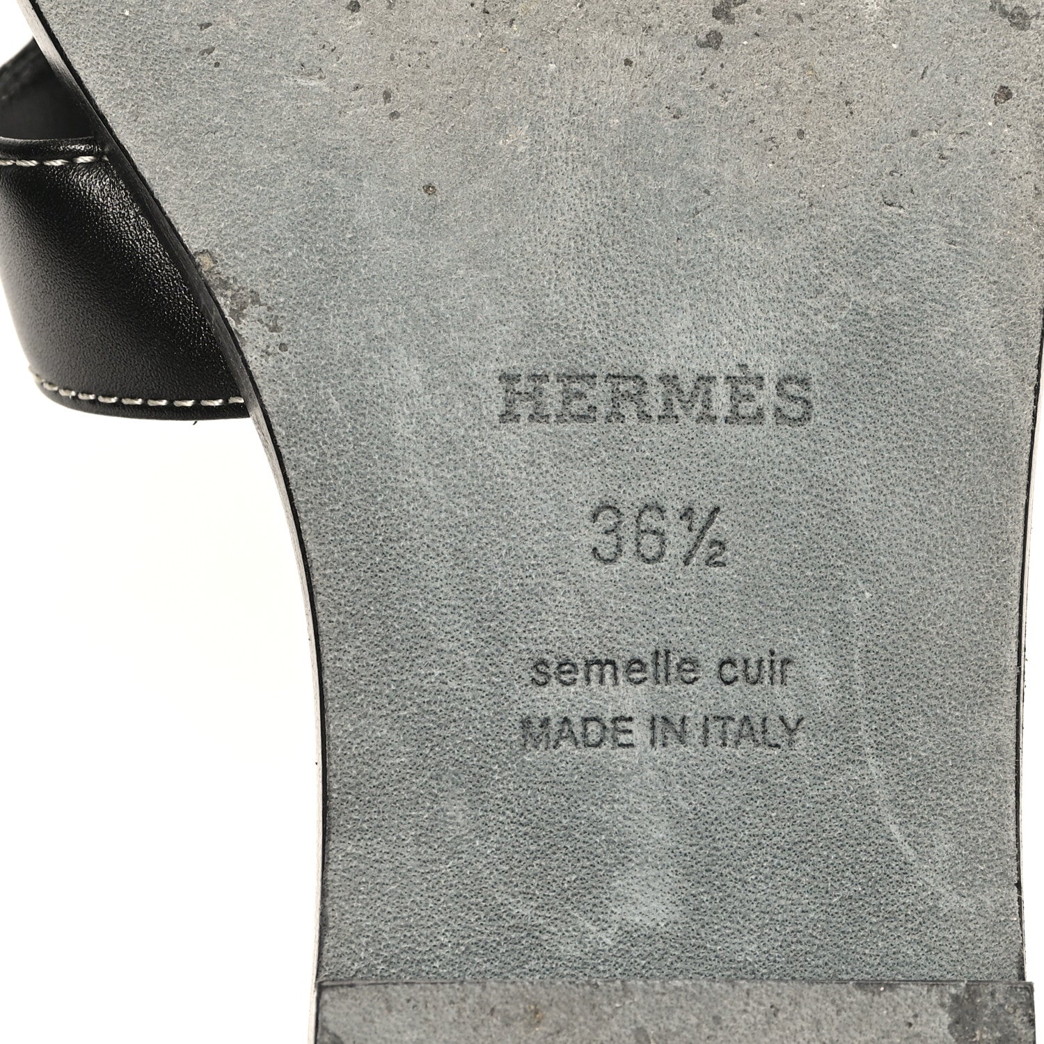 Hermes Box Calfskin Oran Sandals 36.5 Black 7 of 10