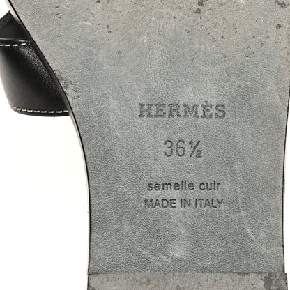 Hermes Box Calfskin Oran Sandals 36.5 Black 7 of 10