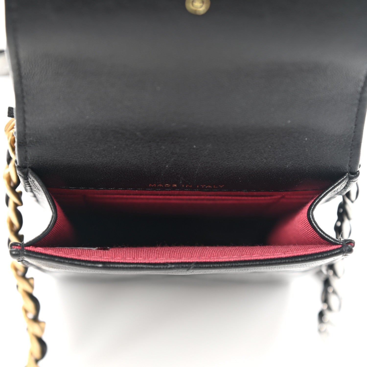 Chanel Lambskin Quilted Chanel 19 Phone Holder With Chain Black 5 of 11