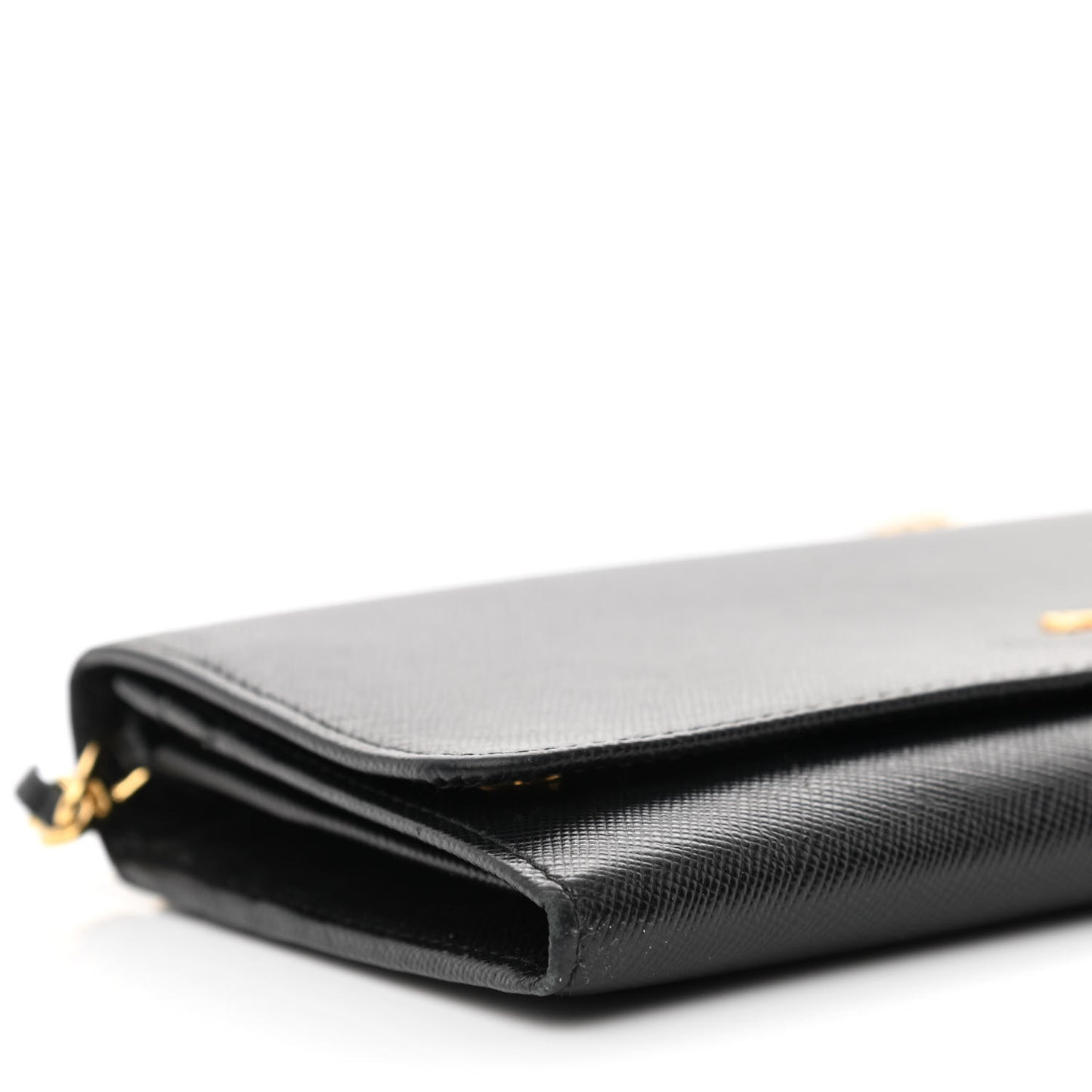 Saffiano Metal Oro Chain Wallet Black