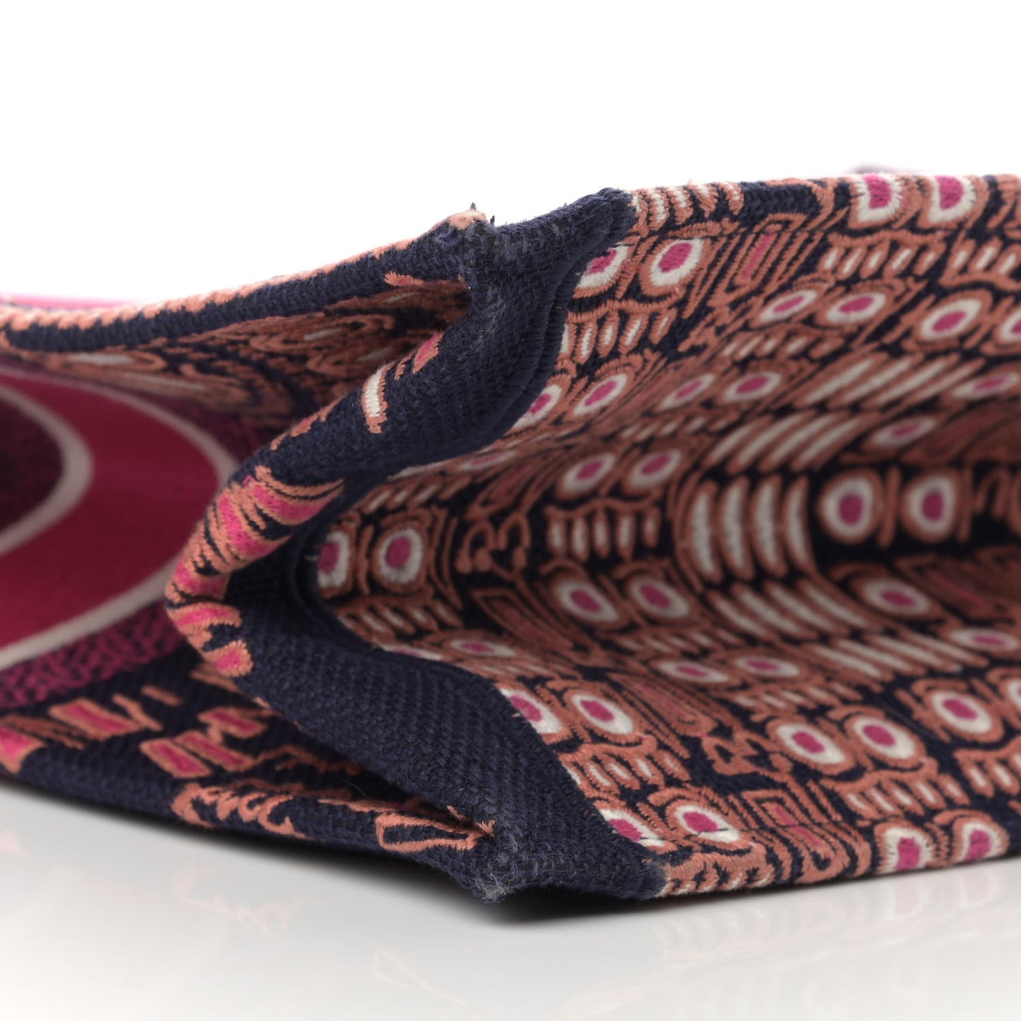 Canvas Embroidered Dior Animals Tiger Book Tote Deep Blue Fuchsia