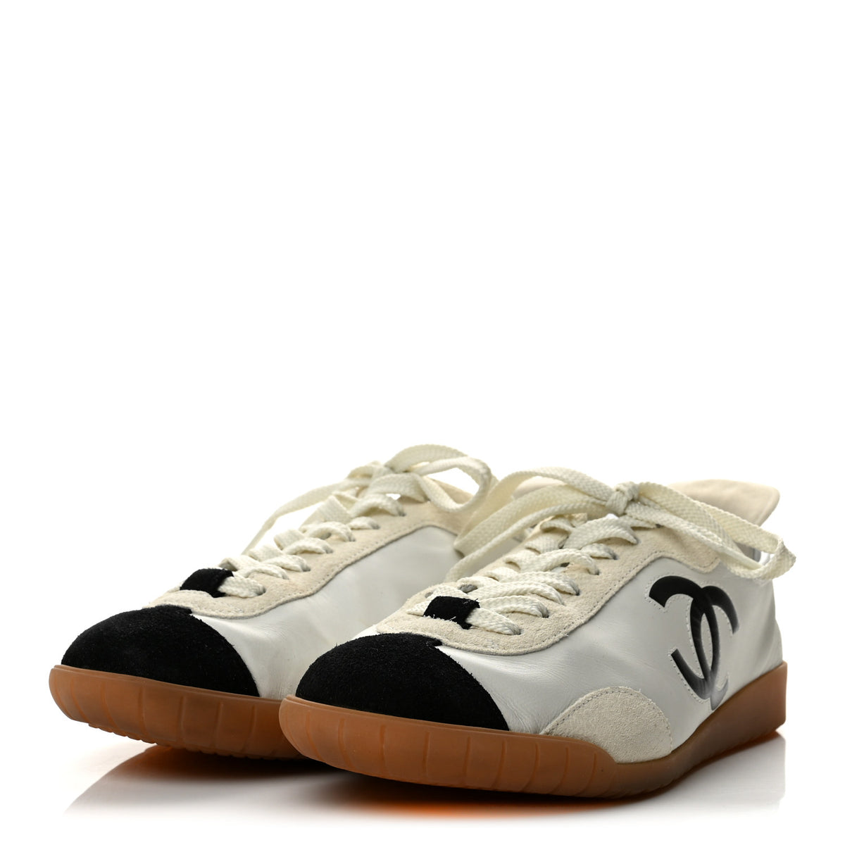Calfskin Embossed Suede Sneakers 38.5 White Black
