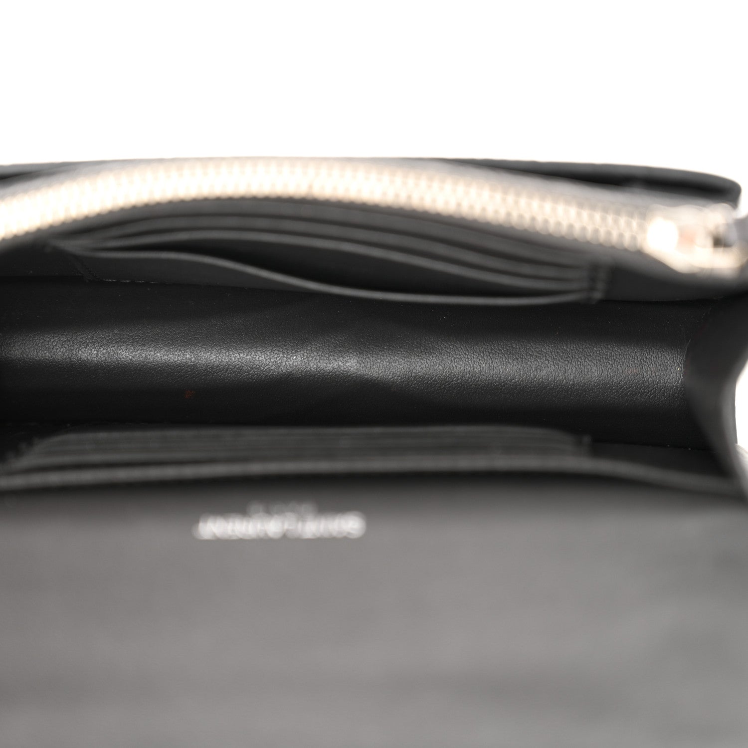 Saint Laurent Calfskin Crocodile Embossed Monogram Sunset Chain Wallet Graphite 5 of 12