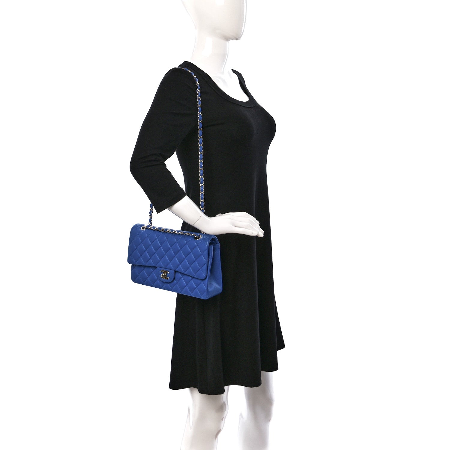 Chanel Lambskin Quilted Medium Double Flap Blue 2 of 9